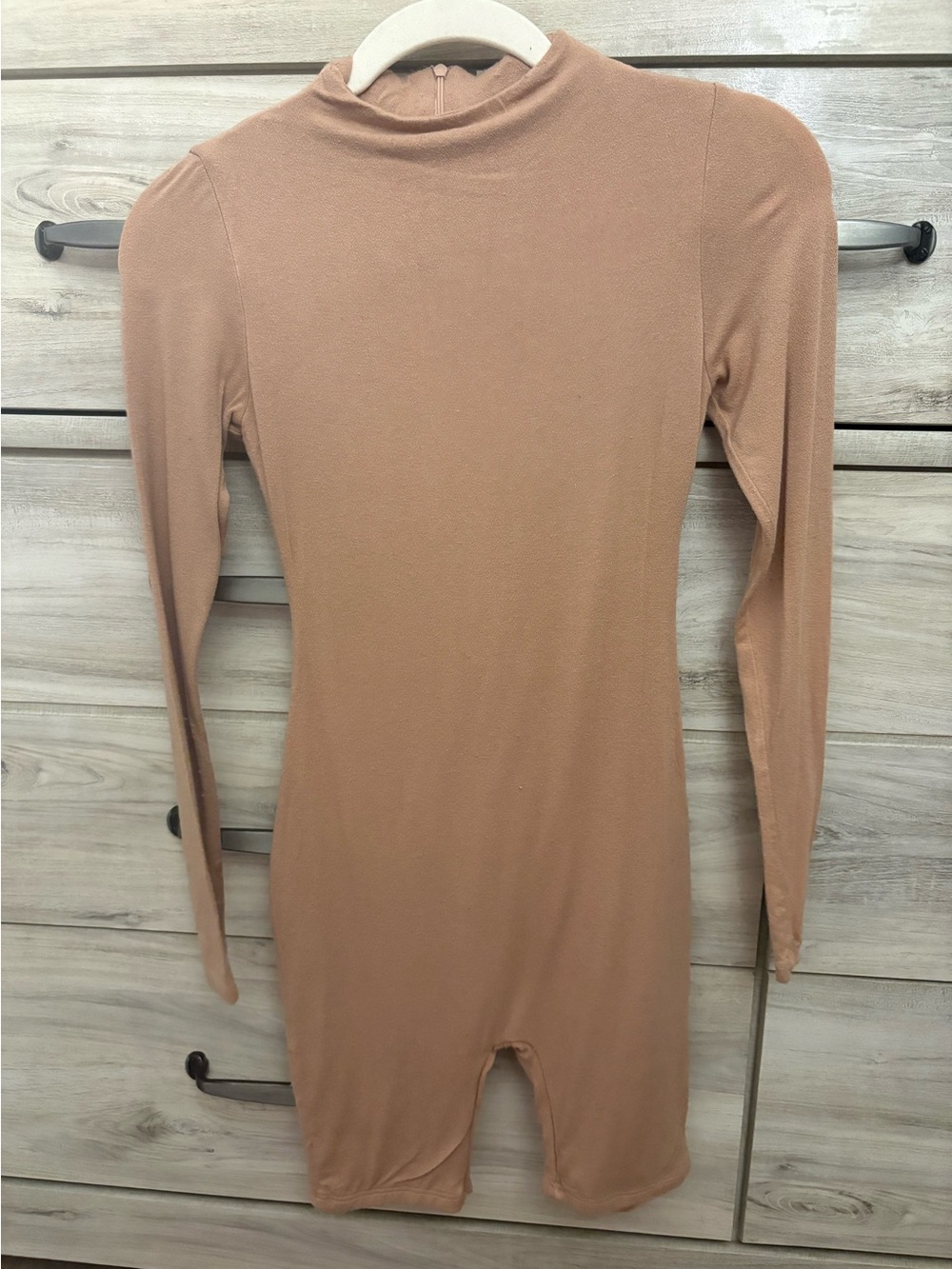 Naked Wardrobe Tan High Neck Romper